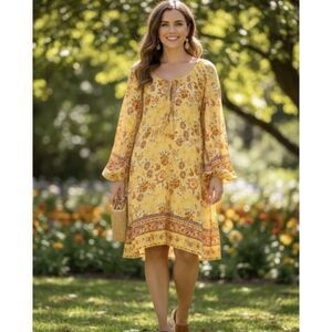 Margaux Riviera Womens Floral Dress 3X Plus Boho Flowy Ruffle Casual Babydoll